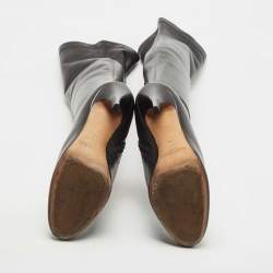 Pre Owned Jimmy Choo Black Leather Knee Length Boots Size 38