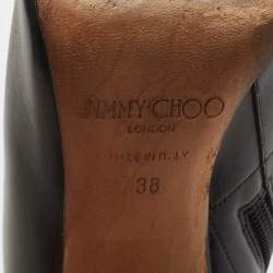 Pre Owned Jimmy Choo Black Leather Knee Length Boots Size 38