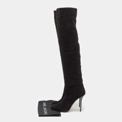 Pre Owned Jimmy Choo Black Suede Knee Length Boots Size  38
