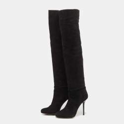 Pre Owned Jimmy Choo Black Suede Knee Length Boots Size  38