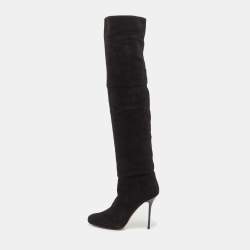 Pre Owned Jimmy Choo Black Suede Knee Length Boots Size  38