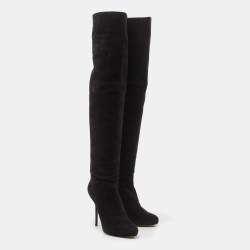 Pre Owned Jimmy Choo Black Suede Knee Length Boots Size  38