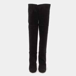 Pre Owned Jimmy Choo Black Suede Knee Length Boots Size  38