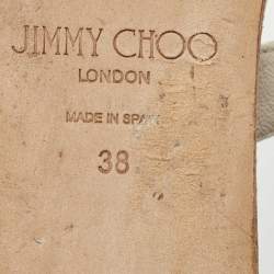 Pre Owned Jimmy Choo Cream Leather Cork Wedge Slides Size 38