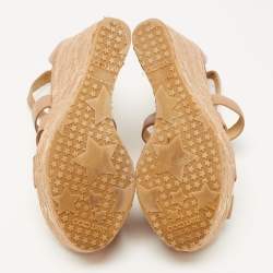 Pre Owned Jimmy Choo Brown Leather Parrow Cork Lace Wedge Sandals Size 40