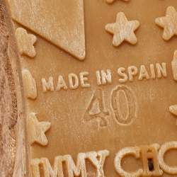 Pre Owned Jimmy Choo Brown Leather Parrow Cork Lace Wedge Sandals Size 40