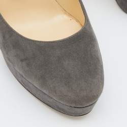 Pre Owned Jimmy Choo Grey Suede Cosmic Platform Pumps Size 38.5