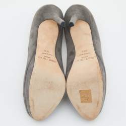 Pre Owned Jimmy Choo Grey Suede Cosmic Platform Pumps Size 38.5