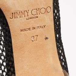 Pre Owned Jimmy Choo Olive Green Leather and Mesh Pointed Toe Pumps Size 37