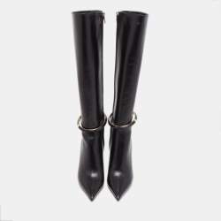 Pre Owned Jimmy Choo Black Leather Dreece Kb 95 Knee Length Boots Size 38.5