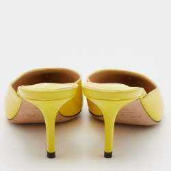 Pre Owned Jimmy Choo Yellow Leather Rav Mules Size 38.5
