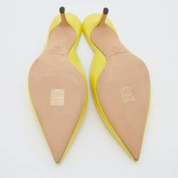 Pre Owned Jimmy Choo Yellow Leather Rav Mules Size 38.5