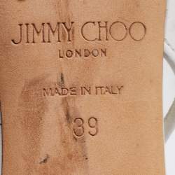 Pre Owned Jimmy Choo White Leather and PVC Slingback Sandals Size 39