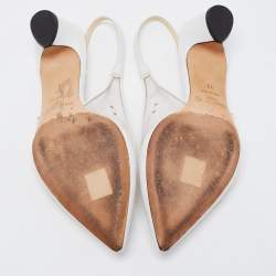 Pre Owned Jimmy Choo White Leather and PVC Slingback Sandals Size 39