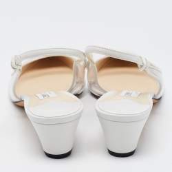 Pre Owned Jimmy Choo White Leather and PVC Slingback Sandals Size 39