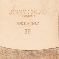 Pre Owned Jimmy Choo Metallic Foil Leather Flat Slides Size 39