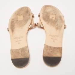 Pre Owned Jimmy Choo Metallic Foil Leather Flat Slides Size 39