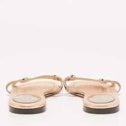 Pre Owned Jimmy Choo Metallic Foil Leather Flat Slides Size 39