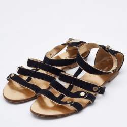 Jimmy Choo Black Suede Flat Sandals Size 36