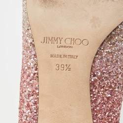 Pre Owned Jimmy Choo Pink/Silver Coarse Glitter Romy Pointed Toe Pumps Size 39.5