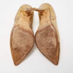 Pre Owned Jimmy Choo Gold Python Pumps Size 36.5