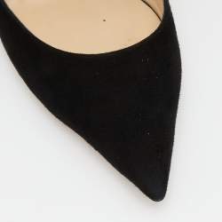 مملوكة مسبقًا حذاء مولز جيمي تشو بينغ جلد لامع أسود مرصع كريستال مقاس 38