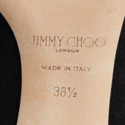 مملوكة مسبقًا حذاء مولز جيمي تشو بينغ جلد لامع أسود مرصع كريستال مقاس 38