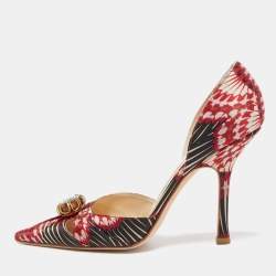 Pre Owned Jimmy Choo Multicolor Floral Satin Ruby Cut Out D' Orsay Pointed Toe Pumps Size 35