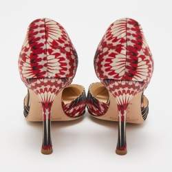 Pre Owned Jimmy Choo Multicolor Floral Satin Ruby Cut Out D' Orsay Pointed Toe Pumps Size 35