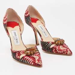 Pre Owned Jimmy Choo Multicolor Floral Satin Ruby Cut Out D' Orsay Pointed Toe Pumps Size 35