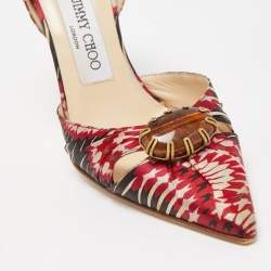 Pre Owned Jimmy Choo Multicolor Floral Satin Ruby Cut Out D' Orsay Pointed Toe Pumps Size 35