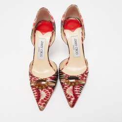 Pre Owned Jimmy Choo Multicolor Floral Satin Ruby Cut Out D' Orsay Pointed Toe Pumps Size 35