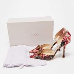 Pre Owned Jimmy Choo Multicolor Floral Satin Ruby Cut Out D' Orsay Pointed Toe Pumps Size 35