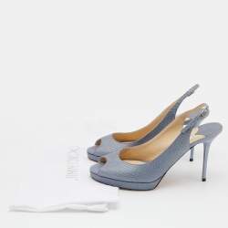Pre Owned Jimmy Choo Blue Python Embossed Leather Nova Slingback Pumps Size 40