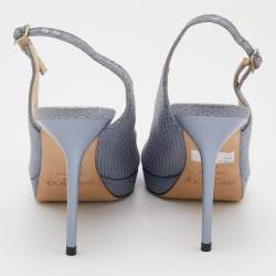 Pre Owned Jimmy Choo Blue Python Embossed Leather Nova Slingback Pumps Size 40
