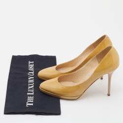 Pre Owned Jimmy Choo Yellow Patent Leather Pumps Size 37.5