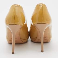 Pre Owned Jimmy Choo Yellow Patent Leather Pumps Size 37.5