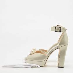 مملوكة مسبقًا Jimmy Choo Metallic Laminated Suede Socorie Sandals Size 41