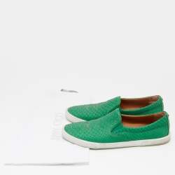 Pre Owned Jimmy Choo Green Python Slip On Sneakers Size 38.5