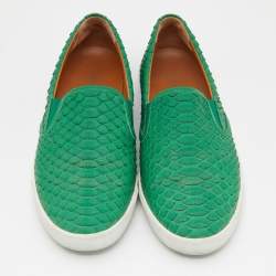 Pre Owned Jimmy Choo Green Python Slip On Sneakers Size 38.5