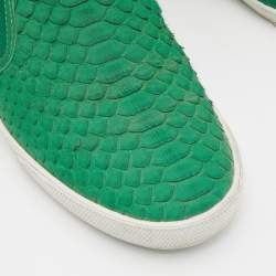 Pre Owned Jimmy Choo Green Python Slip On Sneakers Size 38.5