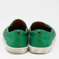 Pre Owned Jimmy Choo Green Python Slip On Sneakers Size 38.5