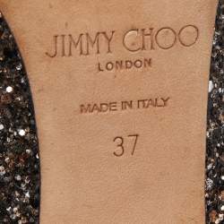 Pre Owned Jimmy Choo Black Coarse Glitter Romy Pointed Toe Pumps Size 37