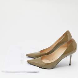 مملوكة مسبقًا Jimmy Choo Olive Green Patent Leather Love Pumps Size 39