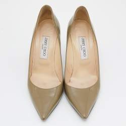 مملوكة مسبقًا Jimmy Choo Olive Green Patent Leather Love Pumps Size 39