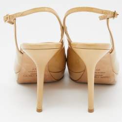 Pre Owned Jimmy Choo Beige Patent Leather Nova Slingback Pumps Size 40