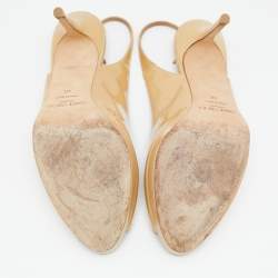 Pre Owned Jimmy Choo Beige Patent Leather Nova Slingback Pumps Size 40