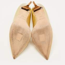 Pre Owned Jimmy Choo Gold Patent Leather Pointed Toe Pumps Size 39.5