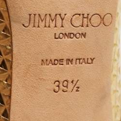 Pre Owned Jimmy Choo Gold Patent Leather Pointed Toe Pumps Size 39.5