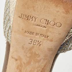 Jimmy Choo Gold Glitter Ankle Strap Platform Sandals Size 38.5